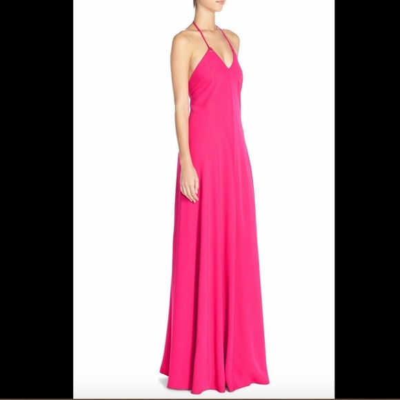 NWT $328 Jill Jill Stuart Halter Crepe Gown Peony - Picture 2 of 8